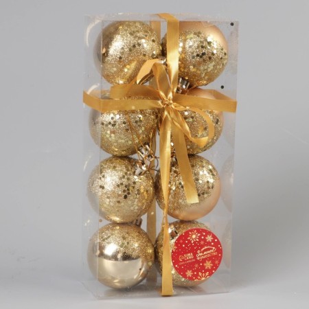 Set of balls plastic D-5.5 cm, 8 pcs "Magic" gold-1