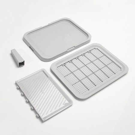Dog toilet with a column and a wall of 51 x 41 x 27cm, light gray-5