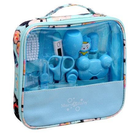 Hygienic kit for newborn care, 13 objects, blue color-14
