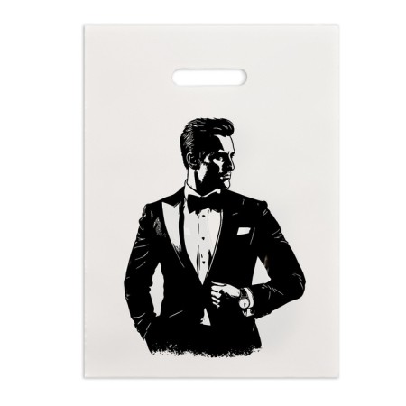 Polyethylene "gentleman" white-black 30x40 cm 50 μm