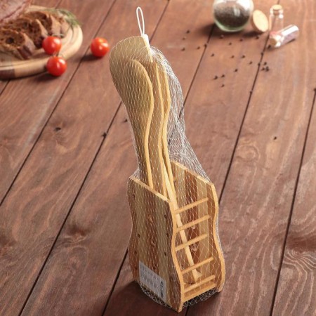 A set of kitchen utensils "Bamboo", 4 items, on a stand-4