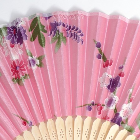 Fan bamboo, textiles h = 21 cm "flowers" with a cover, pink-2