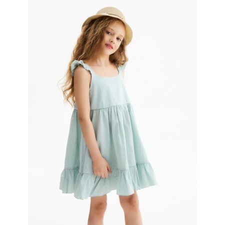 Sarafan for Minaku girl, mint color, height 104 cm-2