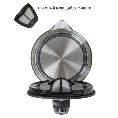 Pioneer KE803G kettles, glass, 1.7 l, 2200 watts, black-2