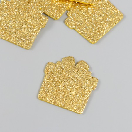 Decor "Gift" gold 4 cm set 5 pcs foam glitter