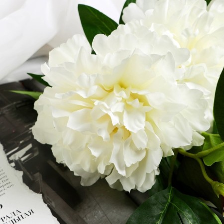 Flowers artificial "PION Snow Peak" D-14 cm 61 cm, white-1