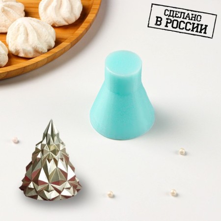 Silicone Mold "Geometric Christmas tree", 5 × 5 × 6 cm, turquoise color
