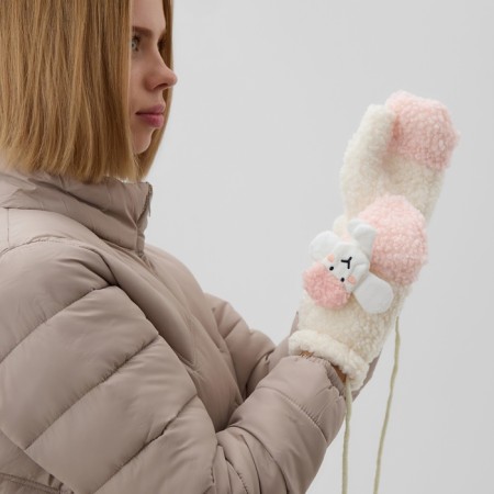 Mittens teenage minku lamb two -tone 24 cm pink color-1