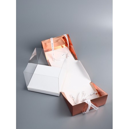 Box under a bento-port with ribbons, pink-gold, 25 x 25 x 20 cm-3