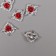 Decor for creativity metal, rhinestones "heart" silver, red 1.5x1.8x0.6 cm