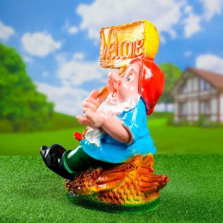 Garden figure "Dwarf on duck" 21x30x43cm-1