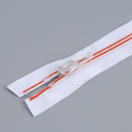 Lightning "Spiral", No. 5, detachable, automatic lock, 70 cm, white/pink color-1