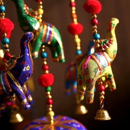 Interior suspension with bells "Elephants" 15x15x41 cm mix-1