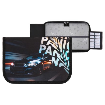 Penal 1 section 140 x 210 x 40 mm, folding pocket and cosmetic bag, fabric, calligrata topontent "Call Panic"