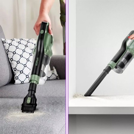 Vacuum cleaner KitFort KT-5237, vertical, 450 watts, 0.6 l, black and green-7
