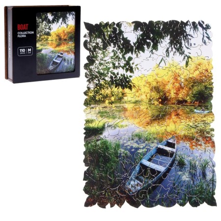 Figure puzzle “Boat on the Autumn River”, 110 parts, 28.8 × 20.2 cm