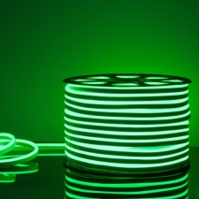 Flexible Neon Elektrostandard, IP67, 2835, 120 LED/m, 220V, one -way, Green glow