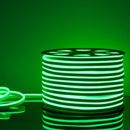 Flexible Neon Elektrostandard, IP67, 2835, 120 LED/m, 220V, one -way, Green glow