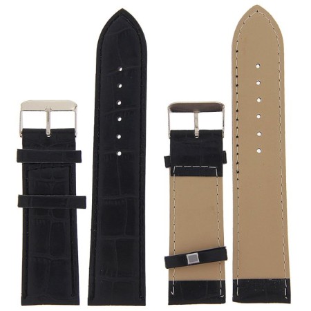 24 mm watch strap, leatherette, black, 19 cm-1