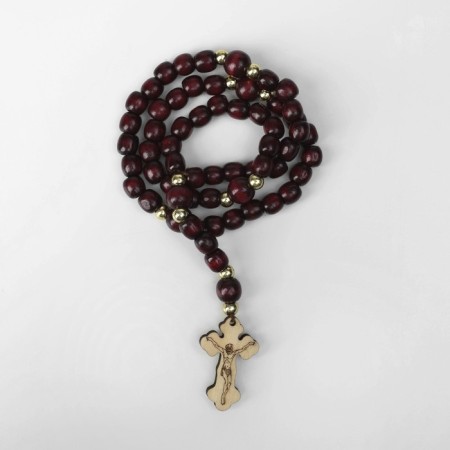 Parsing wooden "Orthodox" 50 beads through a ball, with a cross, brown color-1