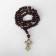 Parsing wooden "Orthodox" 50 beads through a ball, with a cross, brown color
