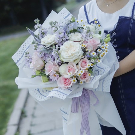 Matte film for flowers "Richelieu", pink, 57 cm x 5 m-4