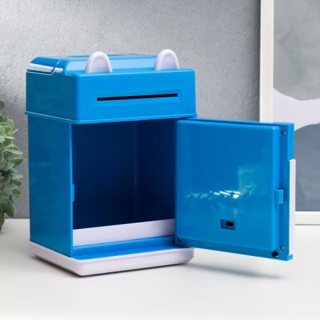 Piggy bank Plastic for coins and bills "safe - whale" code castle, sound 3aa 20.5x13x12 cm-4