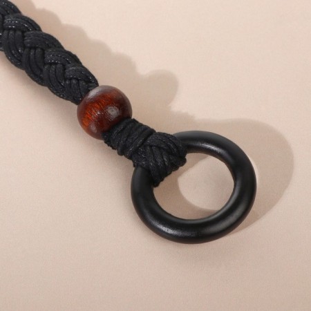 Handles for a bag, 2 pcs, waxed cord/tree, 48 × 2 cm, black color-1