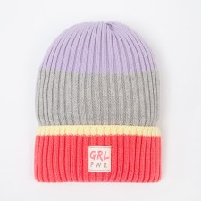Hat for girls, gray/coral color, size 52-54