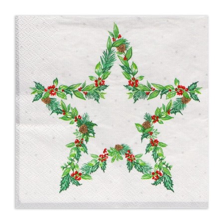 New Year's napkins Paper Home Collection “Christmas Star, Silver”, 3 layers, 33x33 cm, 20 pcs-1