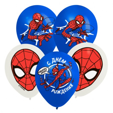 Airy ball "Happy Birthday!", 12 inch, latex, 25 pieces, spiderman-1