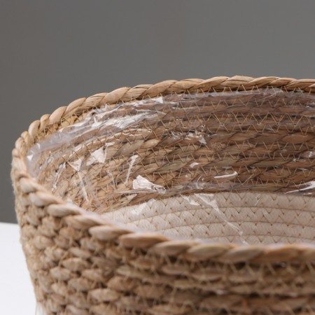 Kashpo wicker "Tanzania", 25.5x25.5x23 cm, natural, white-3