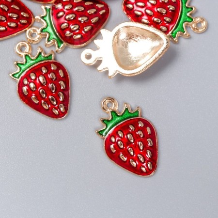 Decor for creativity metal, enamel "Ripe strawberry" red 1.6x1 cm