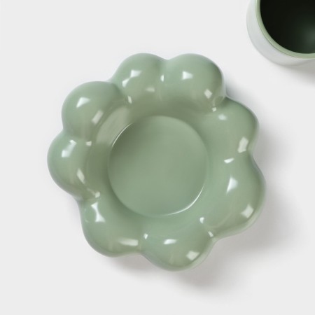 Coffee steam ceramic "chamomile", 2 items: a mug 260 ml, a saucer d = 17 cm, green color-2