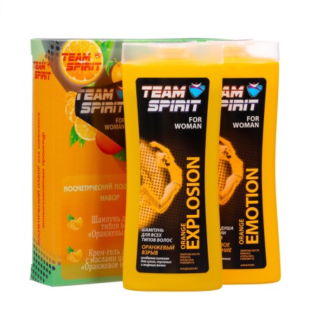 Gift kit Women's TEAM Spirit Orange Explosion: Shampoo, 250 ml + shower gel, 250 ml