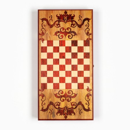 Wooden backgammon with checkers "Horse-21", board game, 40 x 40 cm-1