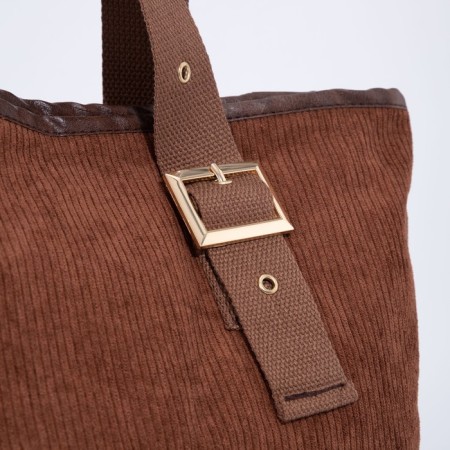 Zipper bag, external pocket, brown color-3