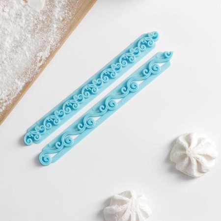 A set of seals for marzipan and the “curls” dough, 2 pcs, 17 × 2 × 0.8 cm
