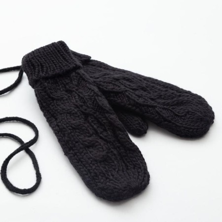 Women's mittens minku "knitted", 18 cm (6 1/2), central black