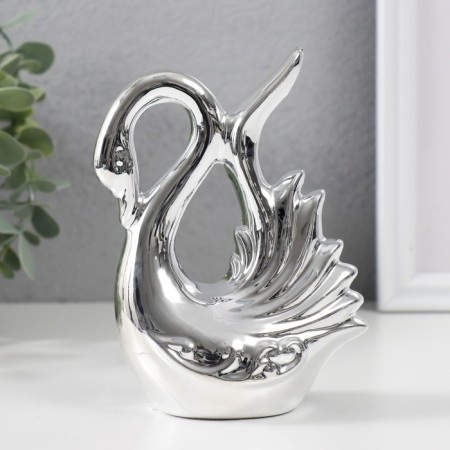 Souvenir Ceramics "Swan. Subordance" silver 6x10x14.5 cm-3