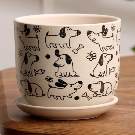 Pot Flower dog White Book №1, 0.8 l, D - 12 cm