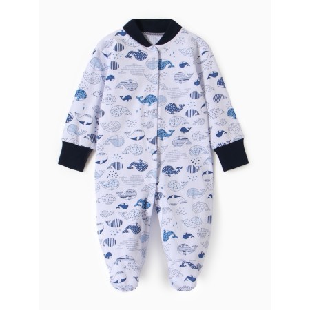 Details for children with closed legs "whales", white/blue color, height 62 cm