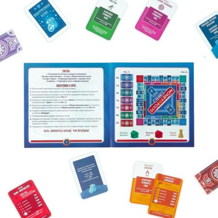 New Year's board game "New Year: Money Polys. Winter City ”, 60 cards, 2 cubes, 6 chips, 10+-4