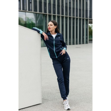 Female sports suit, size 50, dark blue color, turquoise-1