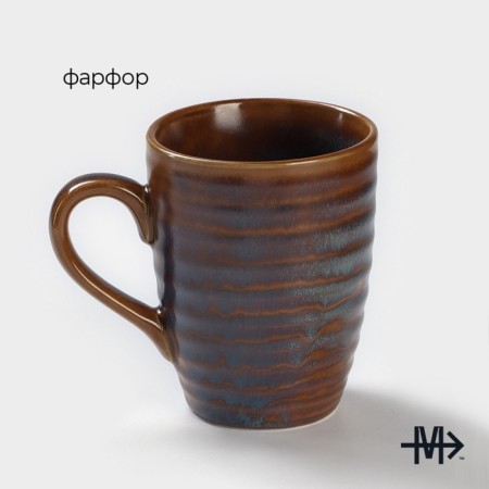 Porcelain mug Magistro Garland, 320 ml, blue color-1