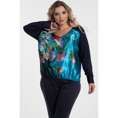 Female blouse, size 52, blue color-1