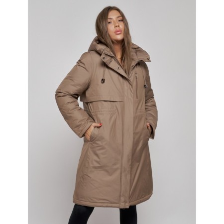 Coat insulated winter female, size 46, brown color-6