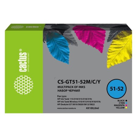 Cactus CSTus CS-GT51-52M/C/Y multi-color set 4x100ml for Deskjet GT 5810/5820/5812/582 107629