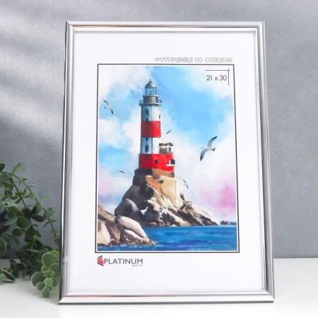Photo frame plastic "Palette" 21x30 cm, silver, with a leg-1