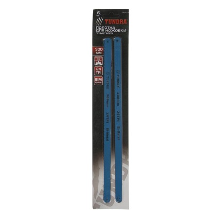 Fabric for a hacksaw for metal tundra, 24 tpi, bimetal, hardened tooth, 300 mm, 6 pcs-2